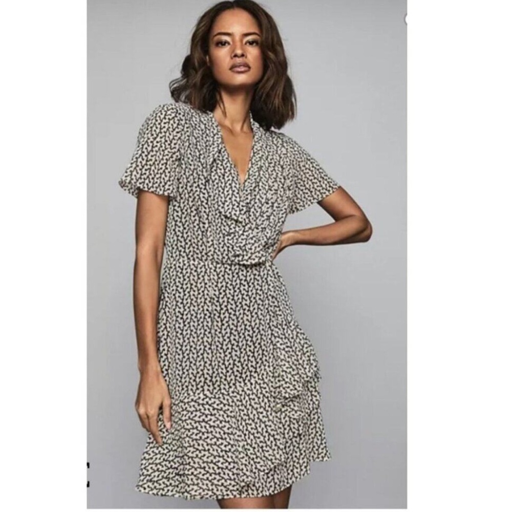 NWT Reiss Black and Cream Mini Dress